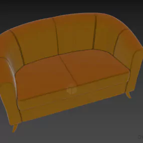 Curved Back Upholstery Sofa 3d model