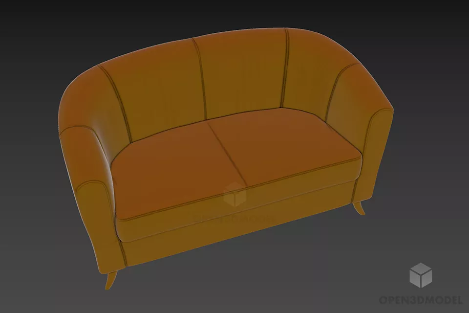 Textile Sofa Two Seats 3d model