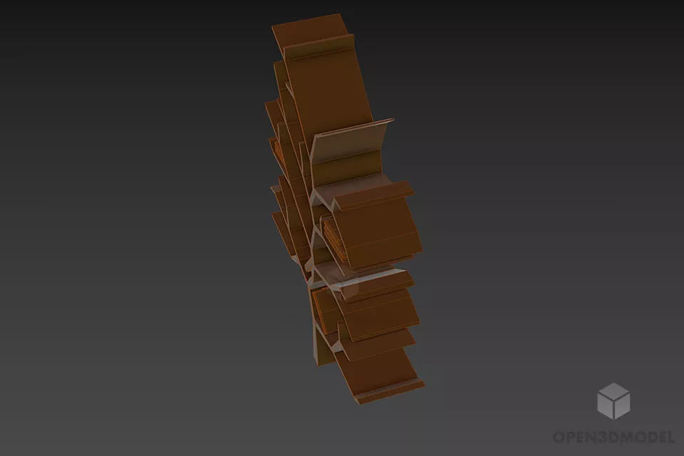 Glass Shelves Tree Branches Shape 3d model 2