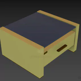 Nightstand Black Wood With Glass Top 3d model