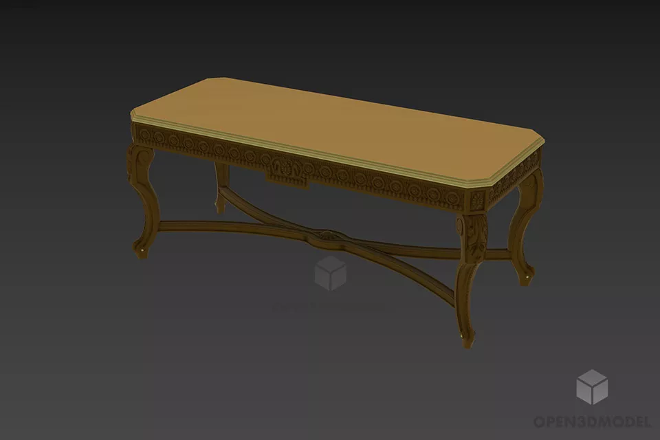 Square Coffee Table With Smooth Bezel 3d model