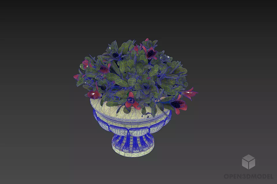 Porcelain Vase Flowers 3d model 2