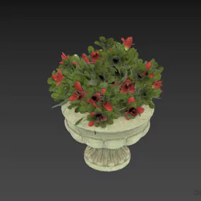 Porcelain Vase Flowers 3d model