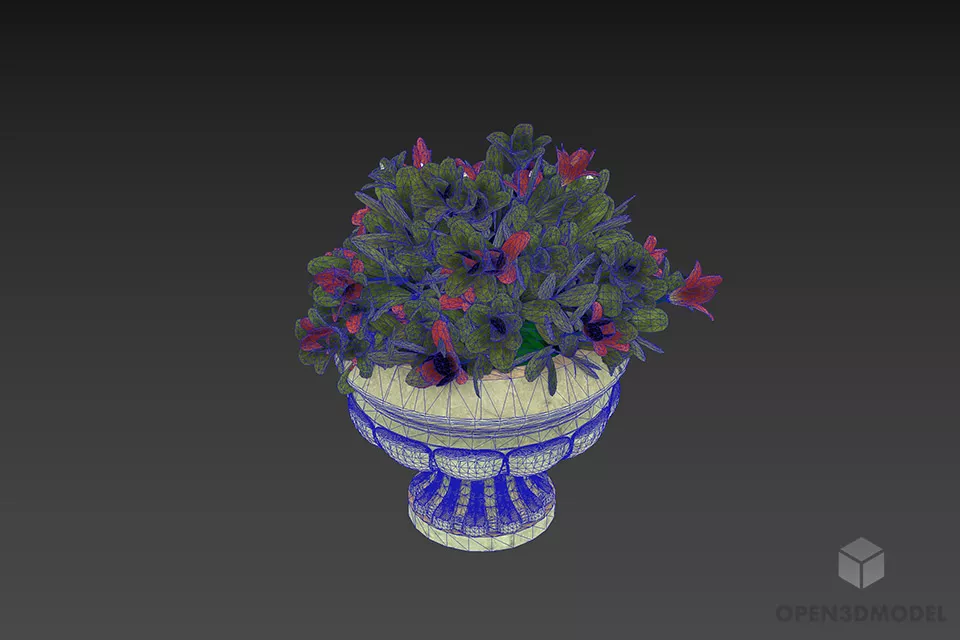 Porcelain Vase Flowers 3d model 3