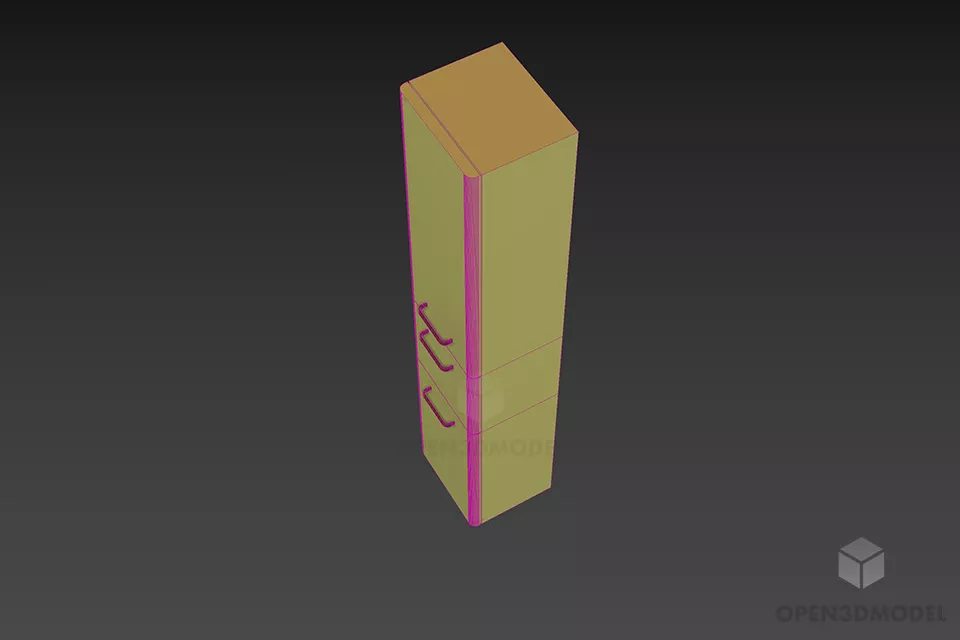 Office Tall Locker Wooden 3d model 2