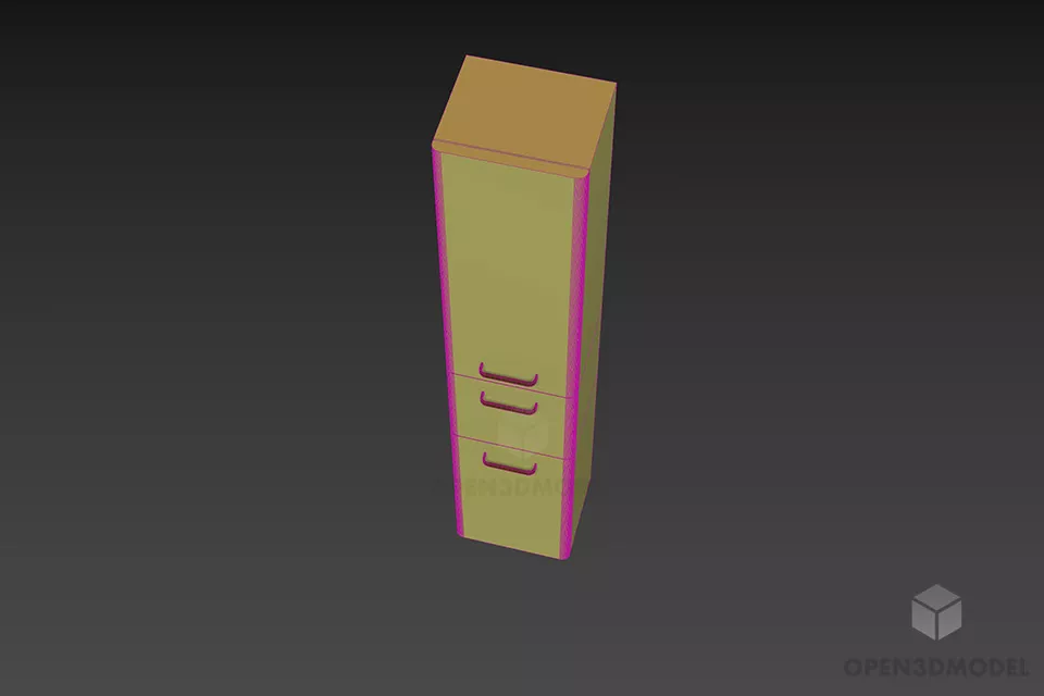 Office Tall Locker Wooden 3d model 3