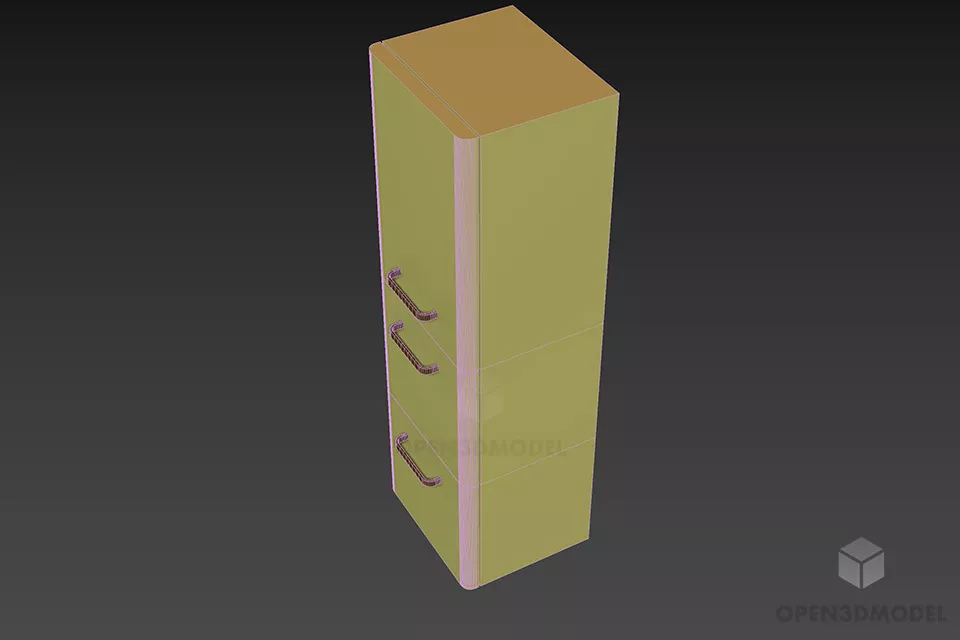 Tall Locker With Drawers 3d model 2