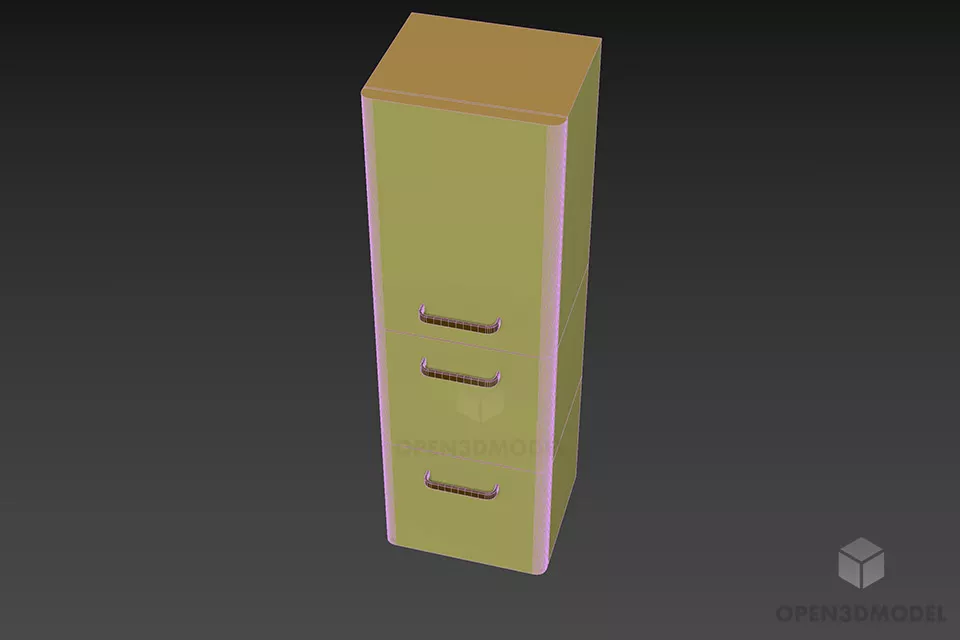 Tall Locker With Drawers 3d model 3