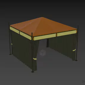 Outdoor Pavilion With Textile Curtain 3d model