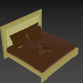 Hotel Bed With Strip Blanket 3d model