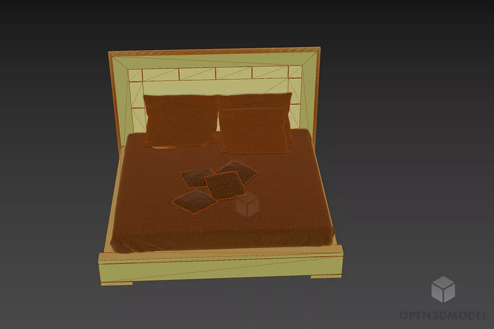 Hotel Bed With Strip Blanket 3d model 3