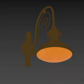 Antique Brass Sconce Lamp With Curved Arm 3d model