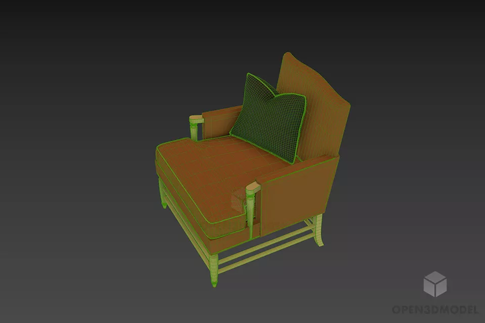 Armchair Lexington With Inox Stand 3d model 2