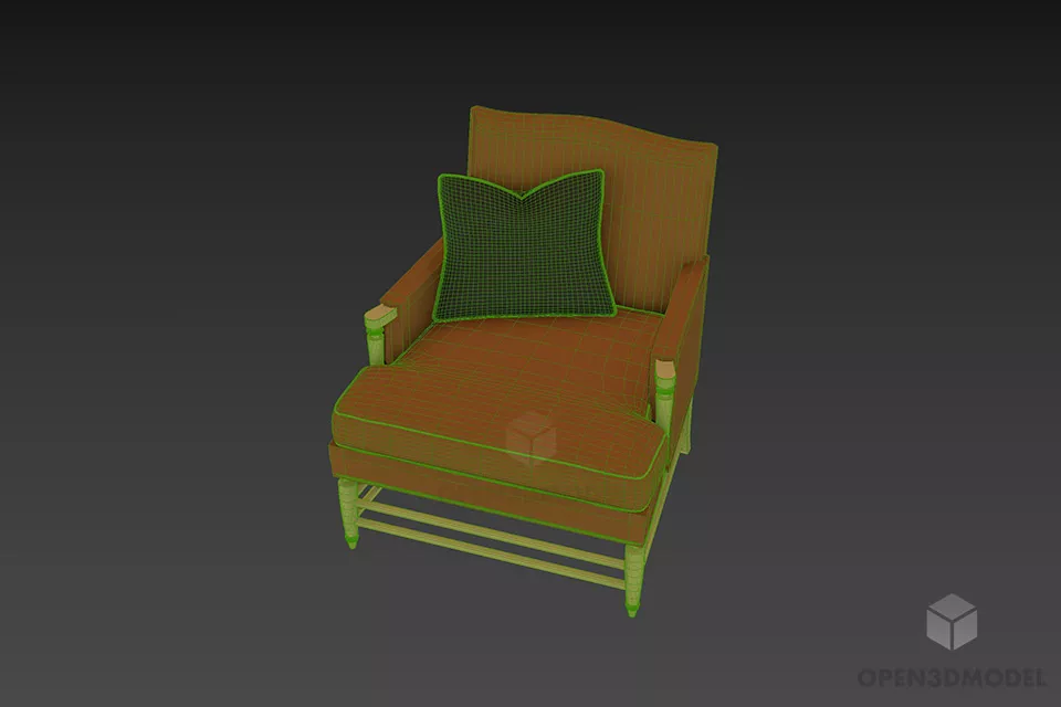 Armchair Lexington With Inox Stand 3d model 3