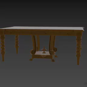 Antique Table With Carved Leg 3d model
