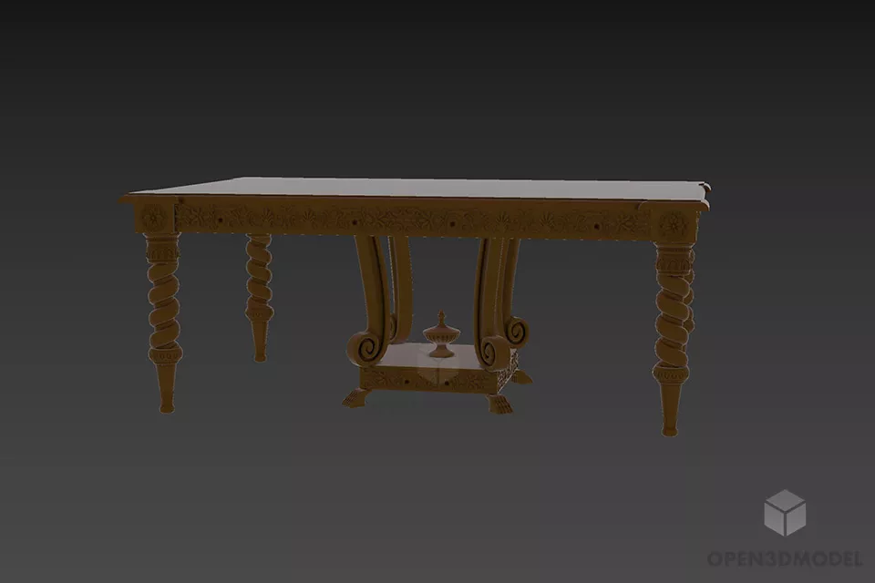 Round Edge Table Antique Style 3d model