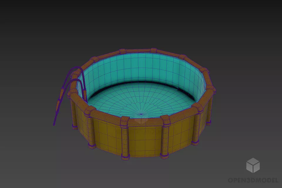 Outdoor Garden Circular Pool 3d model 2