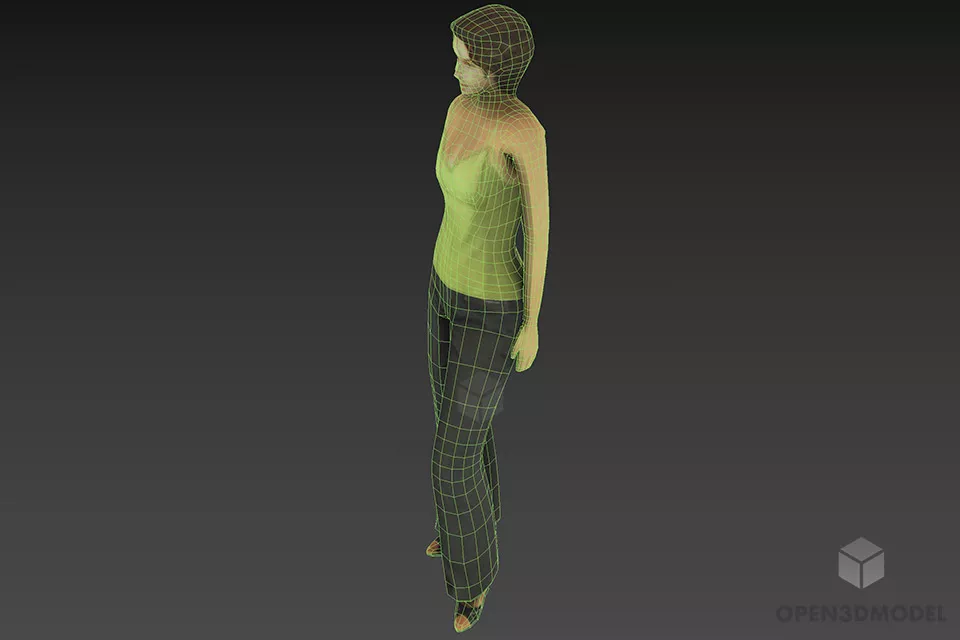 Girl Standing With Hand In Pant 3d model 2