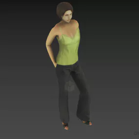 Girl Standing With Hand In Pant 3d model