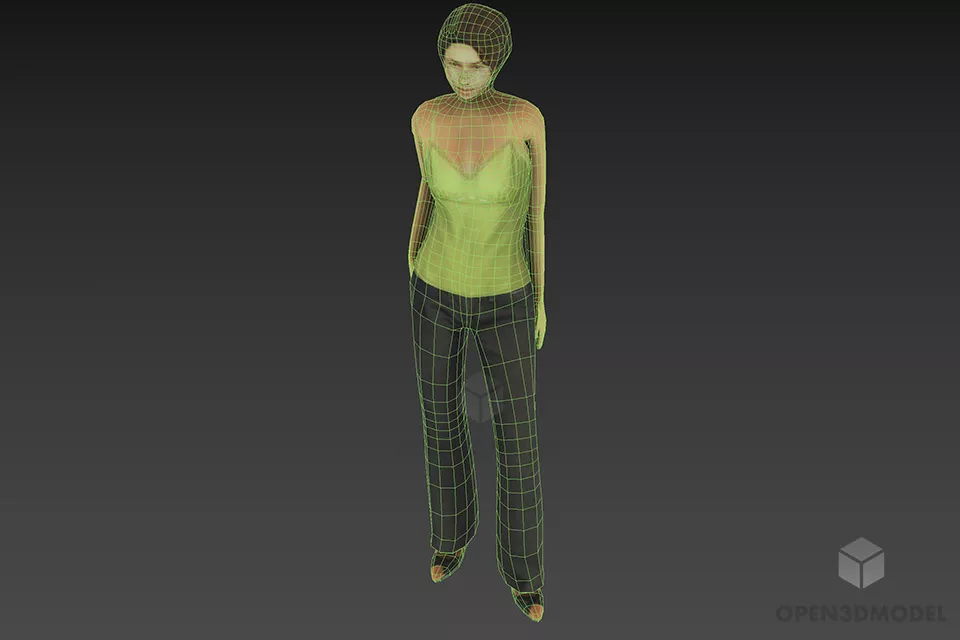 Girl Standing With Hand In Pant 3d model 3