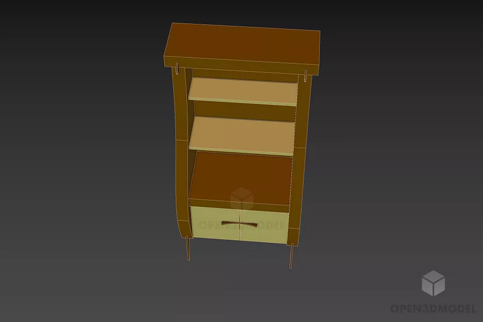 Locker With Curved Edge Shelf 3d model 3