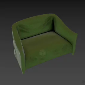 Double Sofa Textile Flexform 3d model