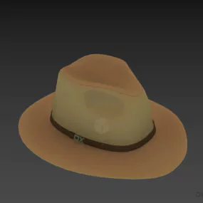 Cowboy Hat Grey Leather 3d model
