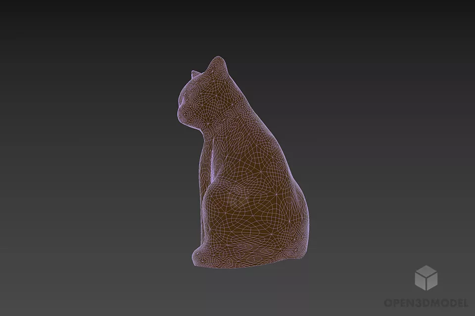 Figurine Golden Cat 3d model 2
