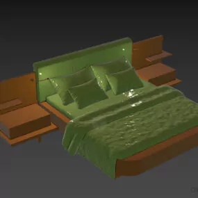 Hotel Bed With Nightstand 3d model