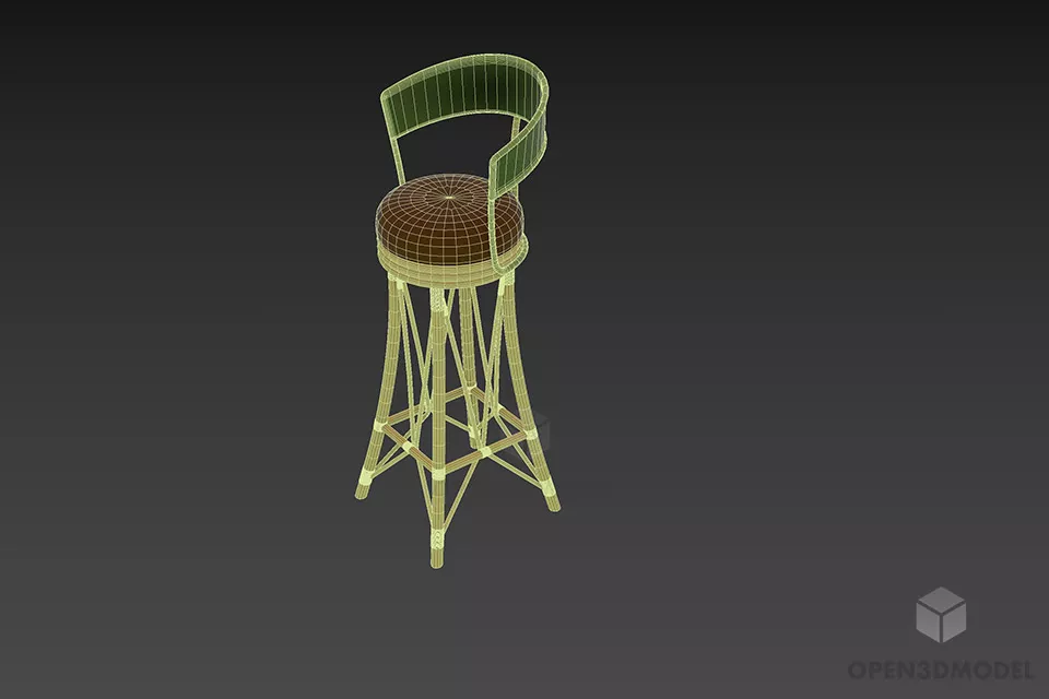 High Bar Chair, Inox Leg Chair 3d model 2