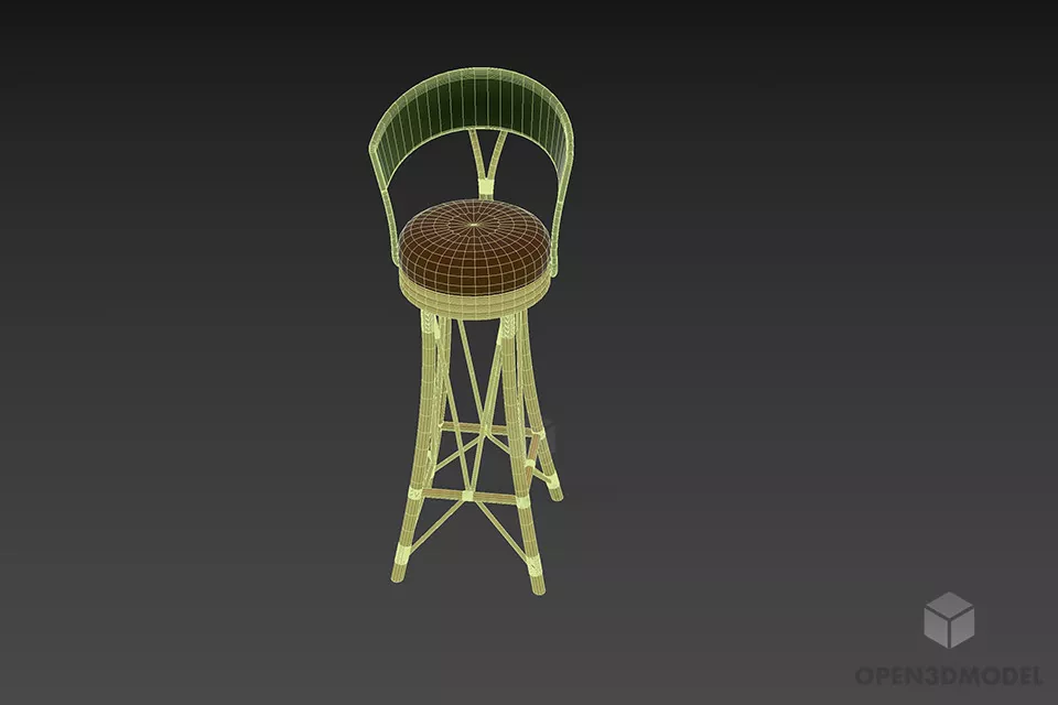 High Bar Chair, Inox Leg Chair 3d model 3