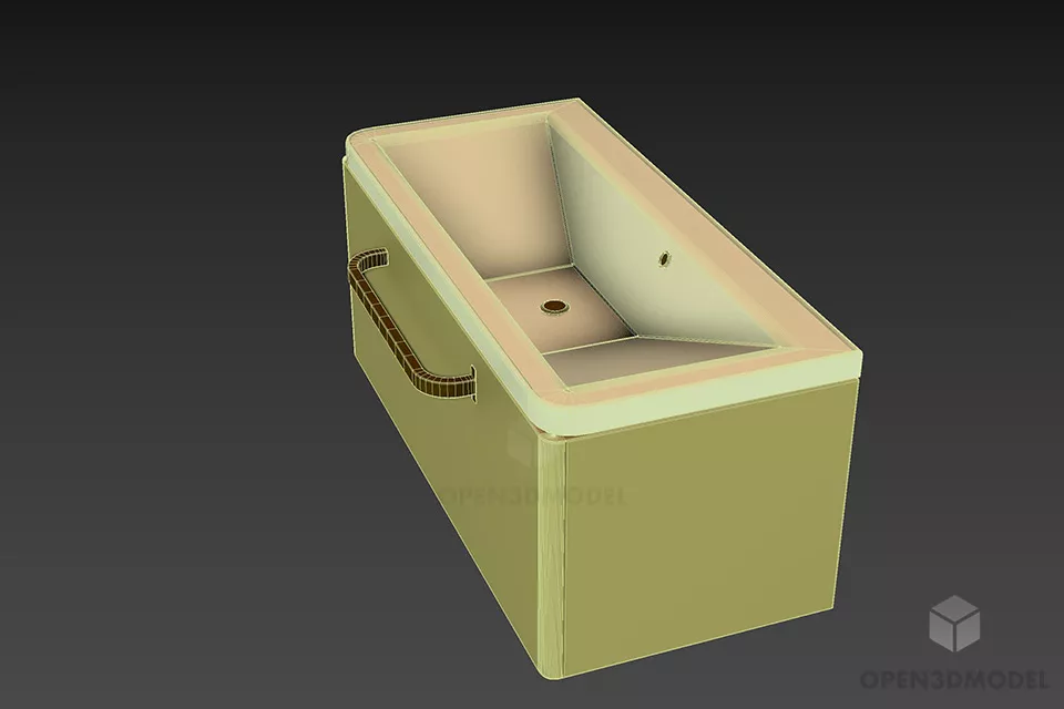 Porcelain Washbasin With Wooden Cabinet Base 3d model 2