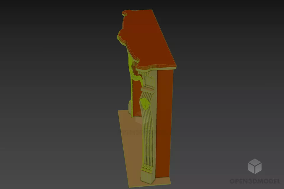 Boutique Fireplace Marble Material 3d model 2