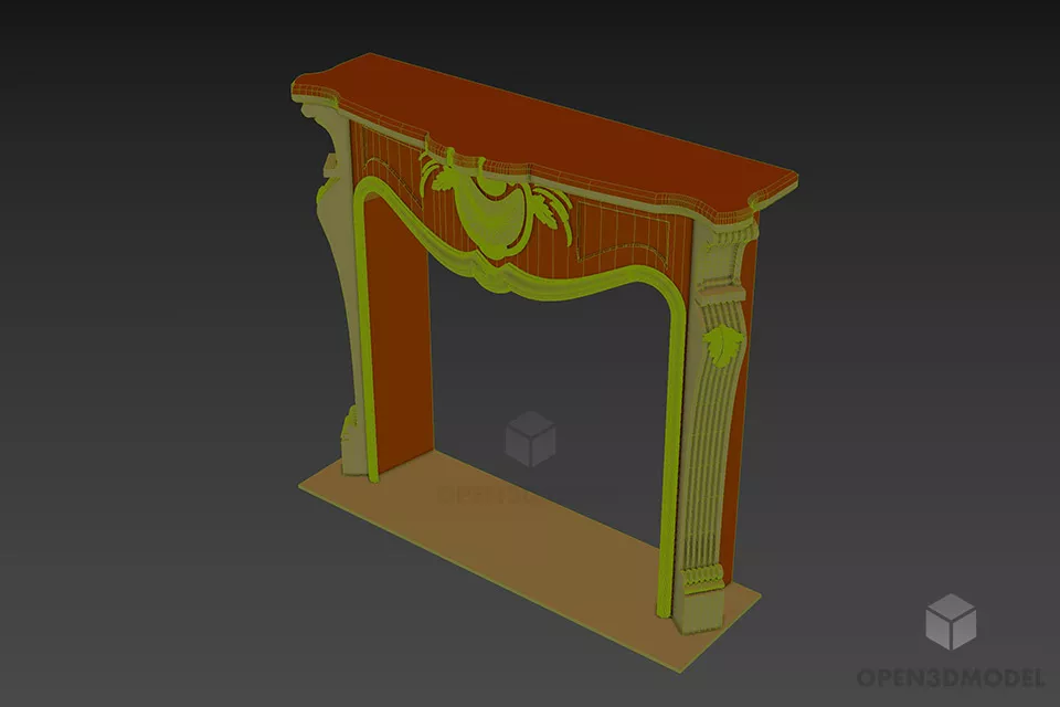 Boutique Fireplace Marble Material 3d model 3