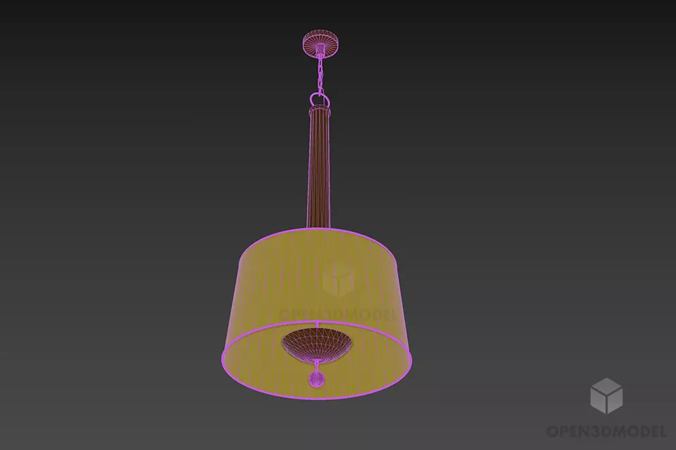 Ceiling Lamp Chain Hanger With Glass Shade 3d model 2