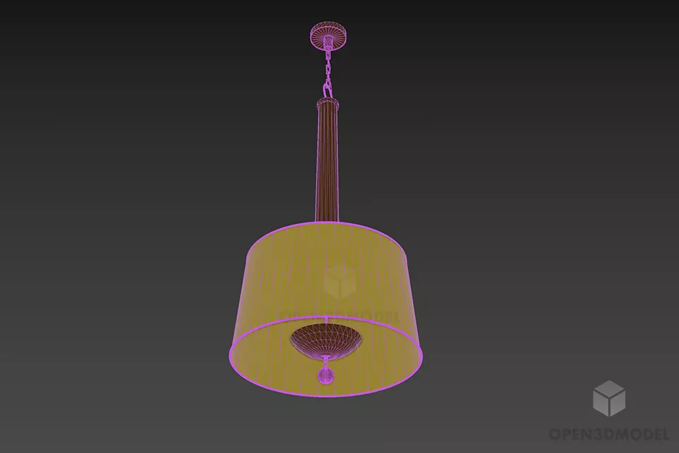 Ceiling Lamp Chain Hanger With Glass Shade 3d model 3