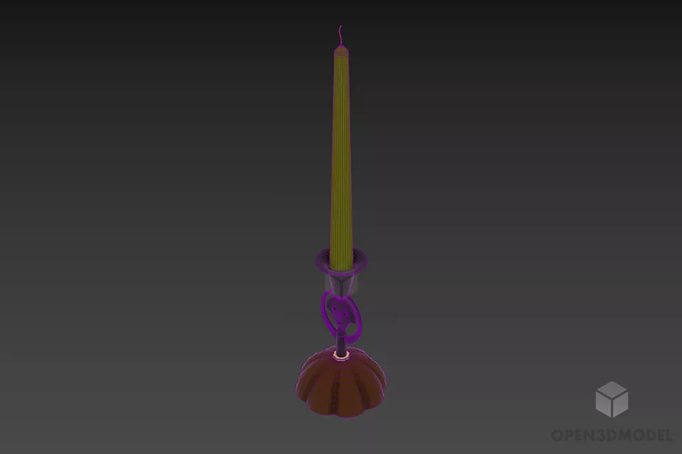 Candlestick With Inox Stand 3d model 3