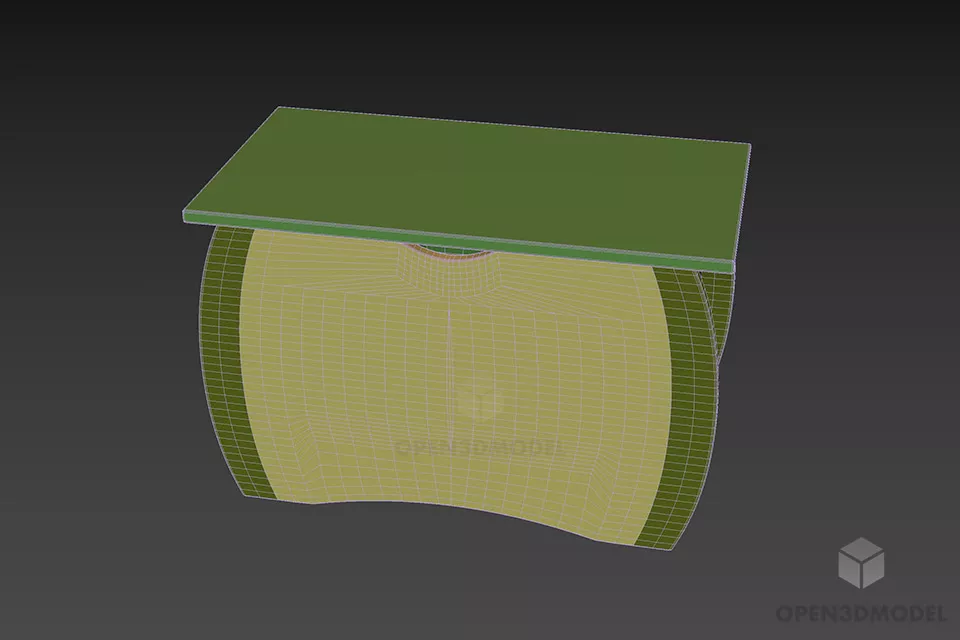 Side Locker With Decorative Panel 3d model 3