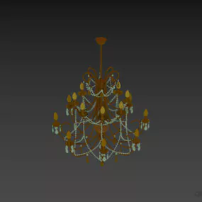 Chandelier With Golden Brass And Diamond 3d model