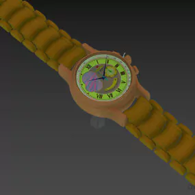 Wrist Watch Gold Bracelet 3d model