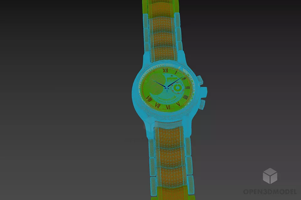 Wrist Watch Gold Bracelet 3d model 3