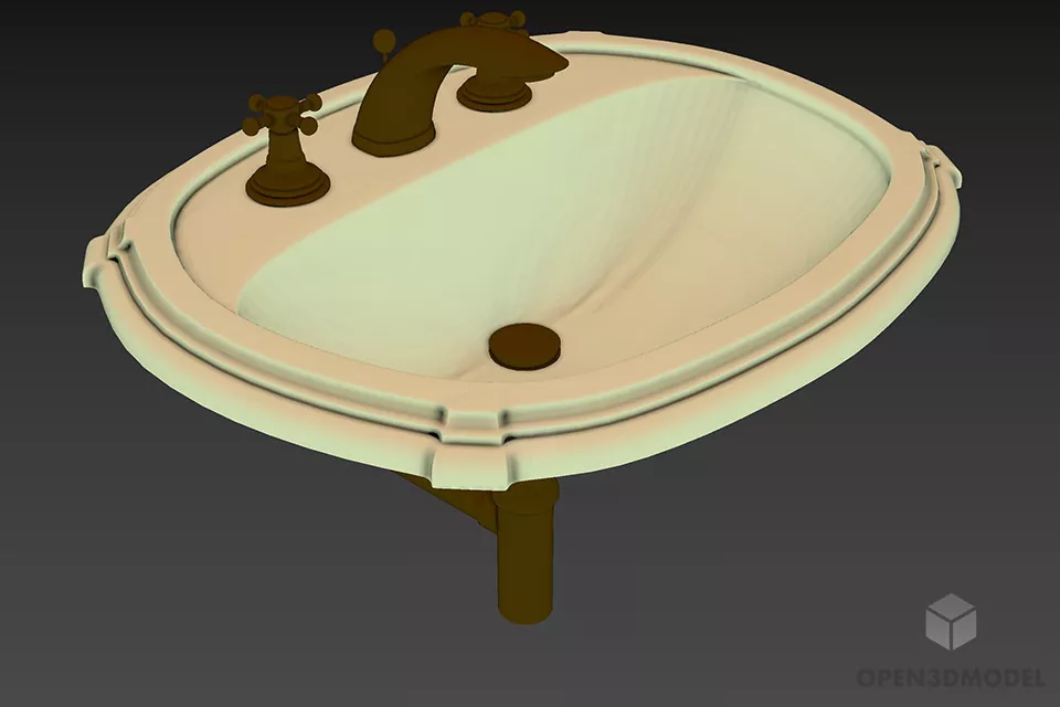 Glass Sink Polygon Shape 3d model