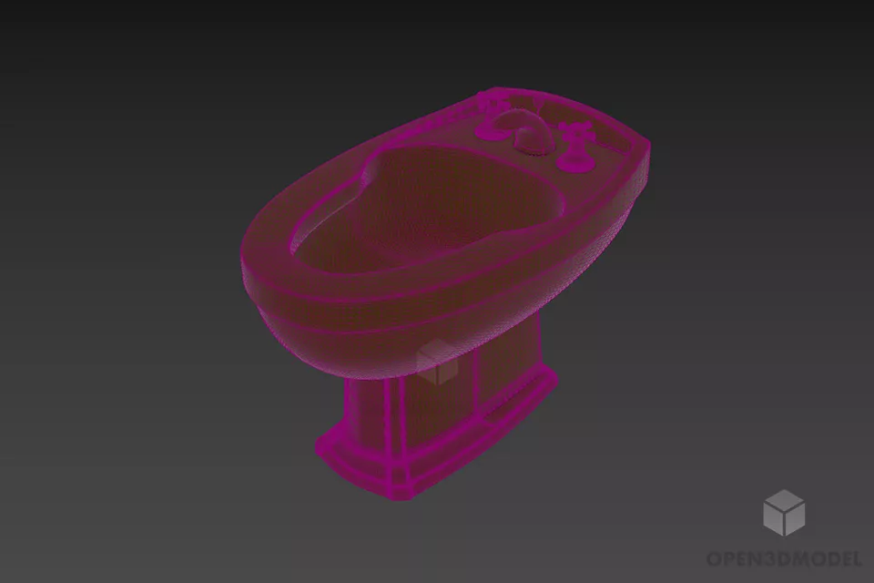 Porcelain Bidet With Sink 3d model 2