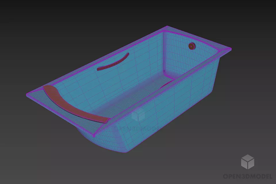 Simple Plastic Bathtub 3d model 2