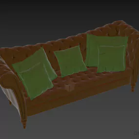 Tufted Sofa Ralph With Cushion 3d model