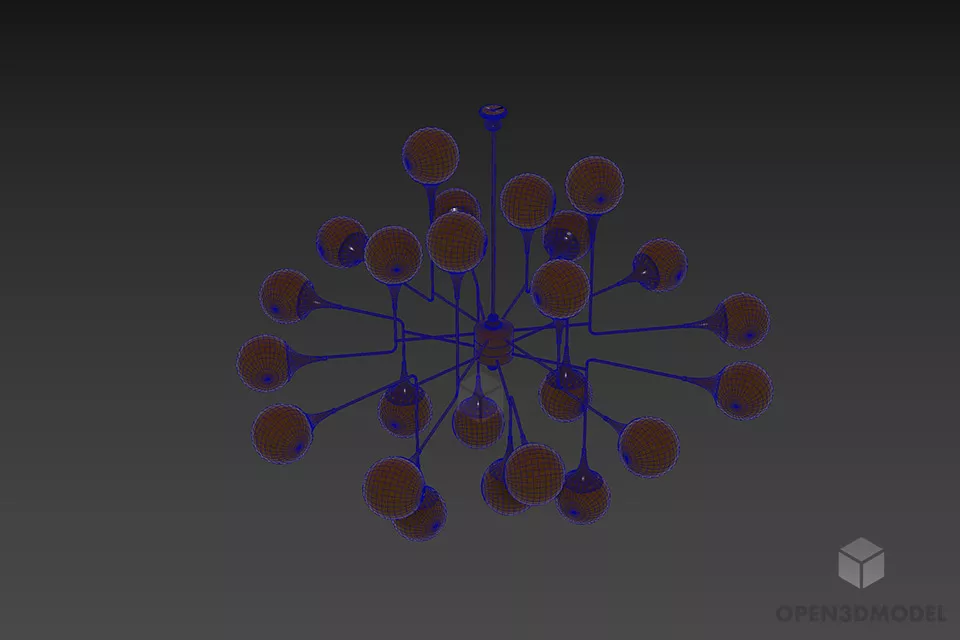 Multiple Sphere Pendant Lamp 3d model 2