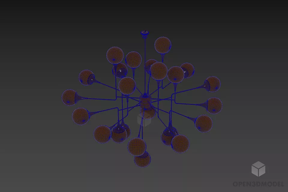 Multiple Sphere Pendant Lamp 3d model 3