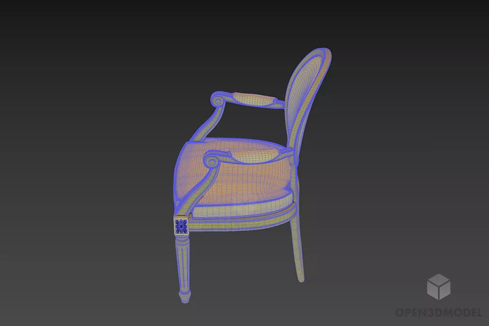 Antique Armchair With Oval Back 3d model 2