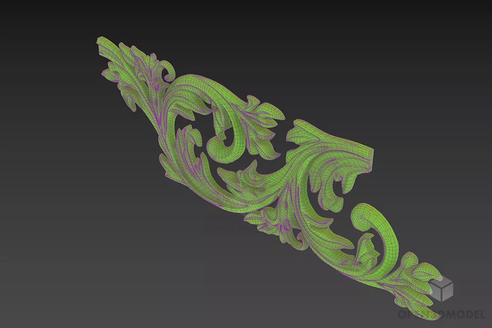 Plaster Decor With Floral Shape 3d model 2