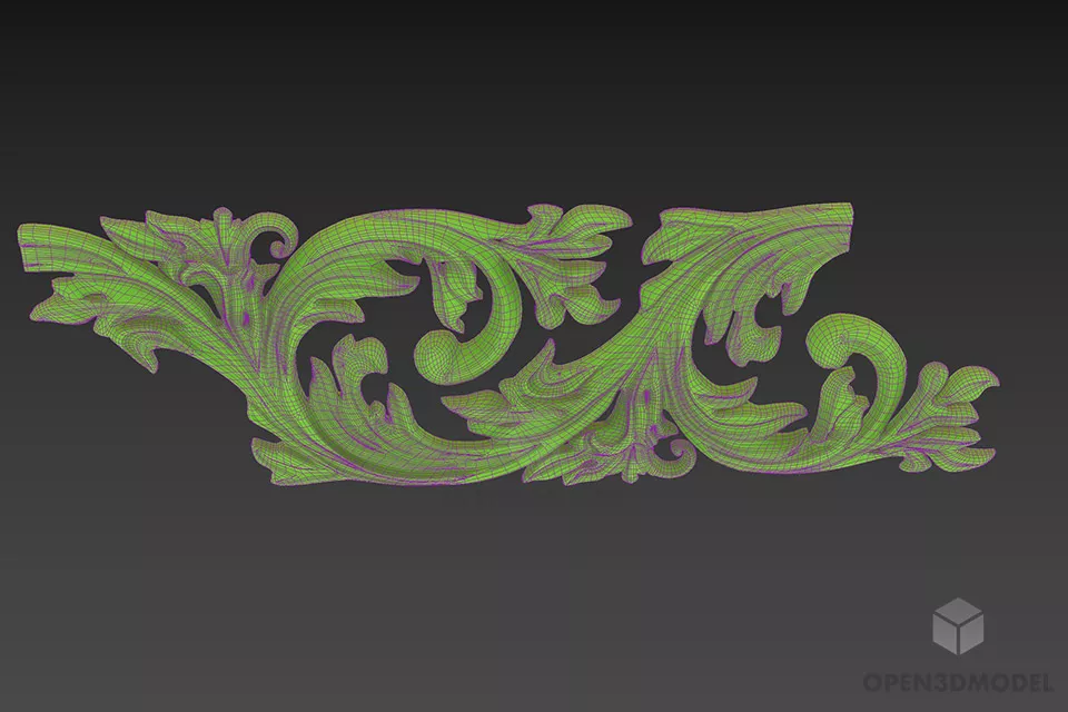 Plaster Decor With Floral Shape 3d model 3